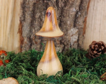 Hand crafted woodland fungi ornament made from Yew wood #9, ideal for that special natural gift