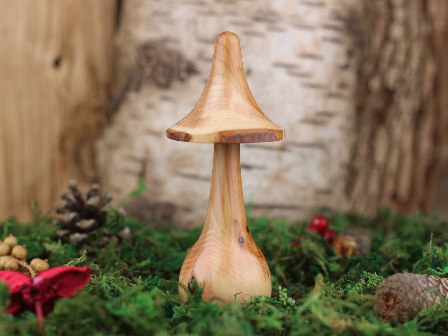 Wooden Turned Mushroom Made From Yew 15 Ornamental Fungi Sculpture