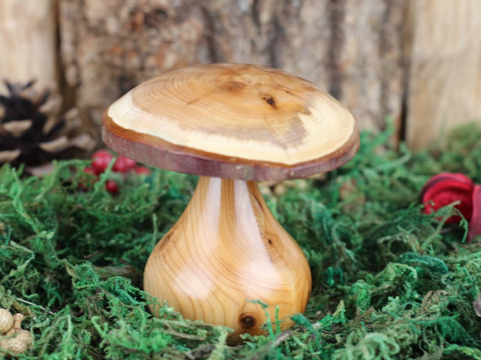 Wooden Turned Mushroom Made From Yew 15 Ornamental Fungi Sculpture, Ideal  Present for That Special Person 