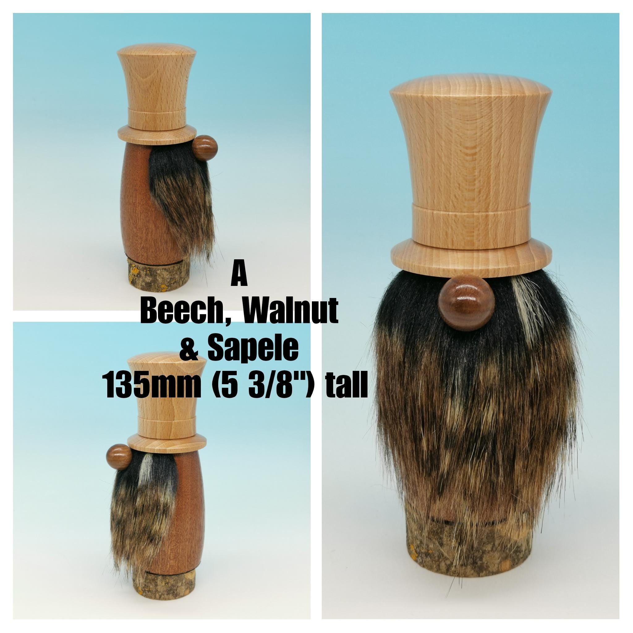 gonさんハンドメイド Wooden Gonk Figures, Hand Made on a Wood Turning Lathe, Ideal for