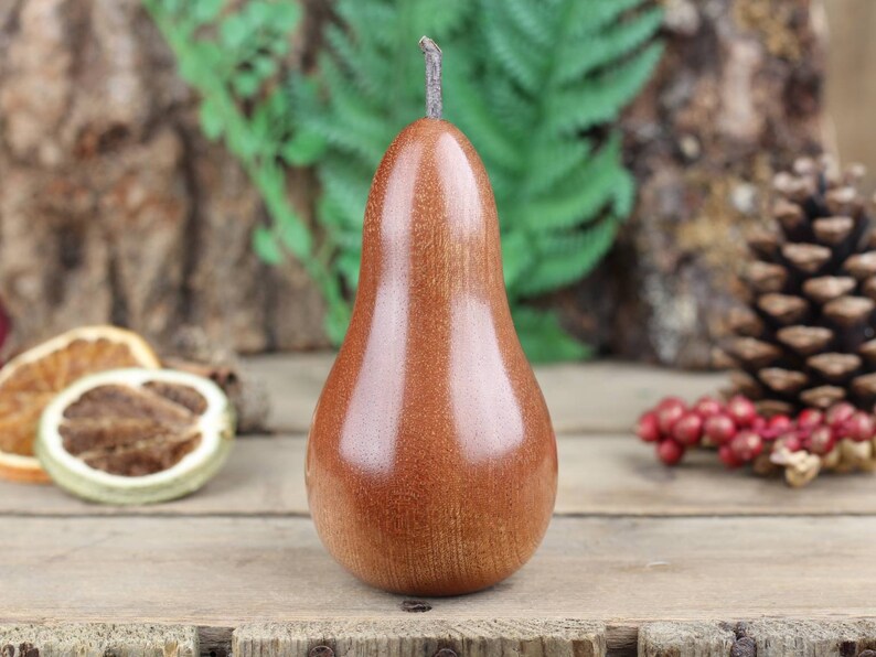 Hand crafted wooden Pear made from Sapele Mahogany A image 5