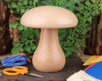 Large wooden darning mushroom for table top visible mending and repairing holes in clothes. Ideal hand crafted addition to your sewing kit!