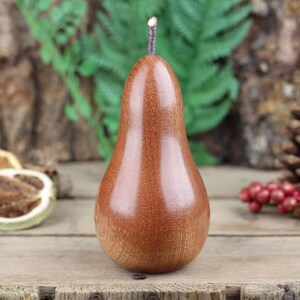 Hand crafted wooden Pear made from Sapele Mahogany A image 3