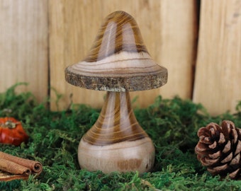 Wooden mushroom made from Laburnum wood #47. Hand crafted unique gift, ideal present for the nature lover