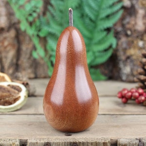 Hand crafted wooden Pear made from Sapele Mahogany A image 6