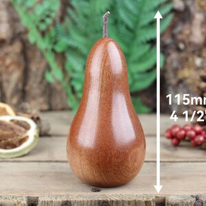 Hand crafted wooden Pear made from Sapele Mahogany A image 2