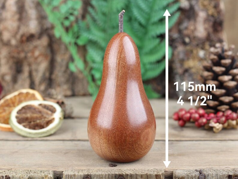 Hand crafted wooden Pear made from Sapele Mahogany A image 2