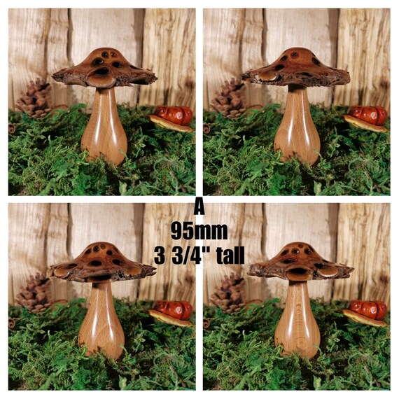 Wooden Turned Mushroom Made From Yew 15 Ornamental Fungi Sculpture