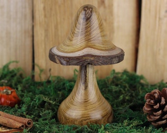 Wooden mushroom made from Laburnum wood #58. Hand crafted unique gift, ideal present for the nature lover