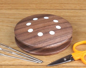 Wooden darning disc for visible mending on clothes, hand made tool for your sewing bag