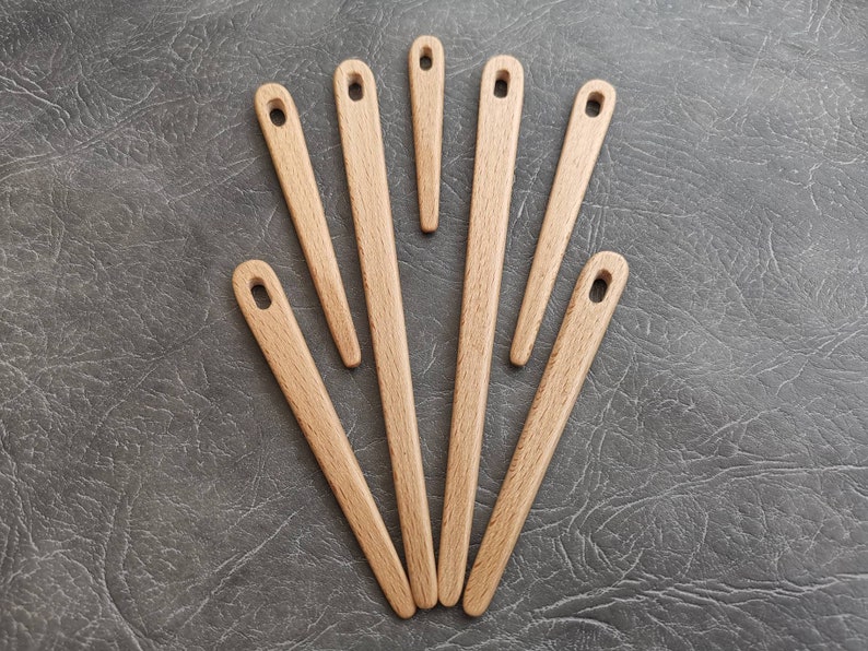 Wooden weaving needles, ideal for tapestry or nalbinding. Hand crafted and made from Beech wood, these would make the perfect special gift image 4