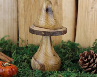 Wooden mushroom made from Laburnum wood #57. Hand crafted unique fungi gift, ideal present for the nature lover