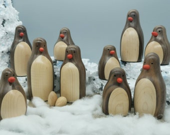 Hand crafted Penguin ornaments. Beautiful turned wooden animals, ideal for that special birthday or Christmas holiday gift!