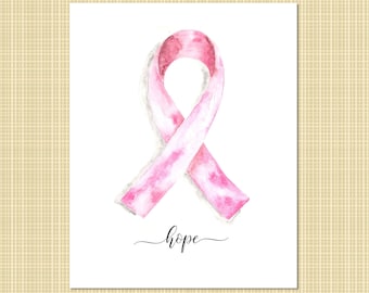 pink ribbon hope print