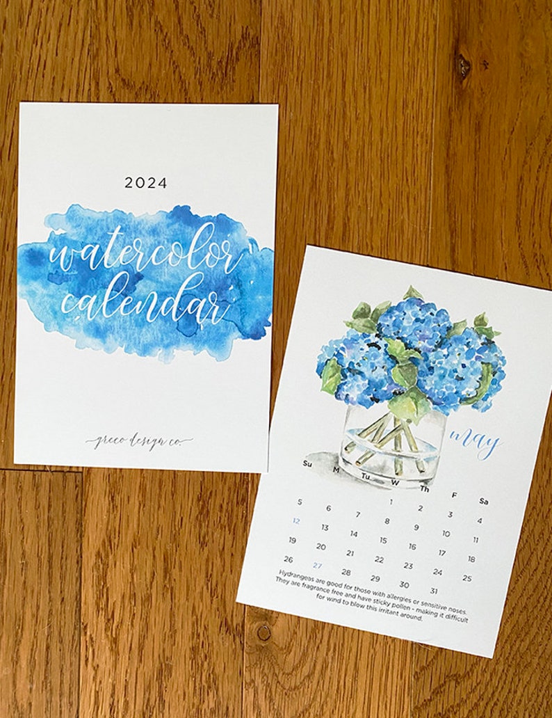 2024 Watercolor Calendars 5x7 image 1