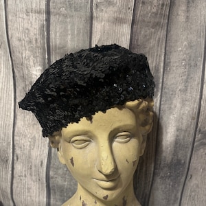 Black Sequin beret / tam
