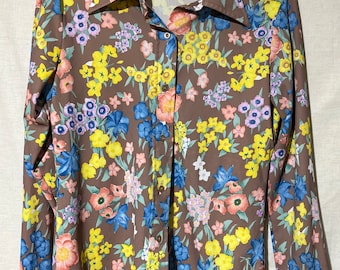 Blusa de poliéster Sears con cuello de mariposa vintage
