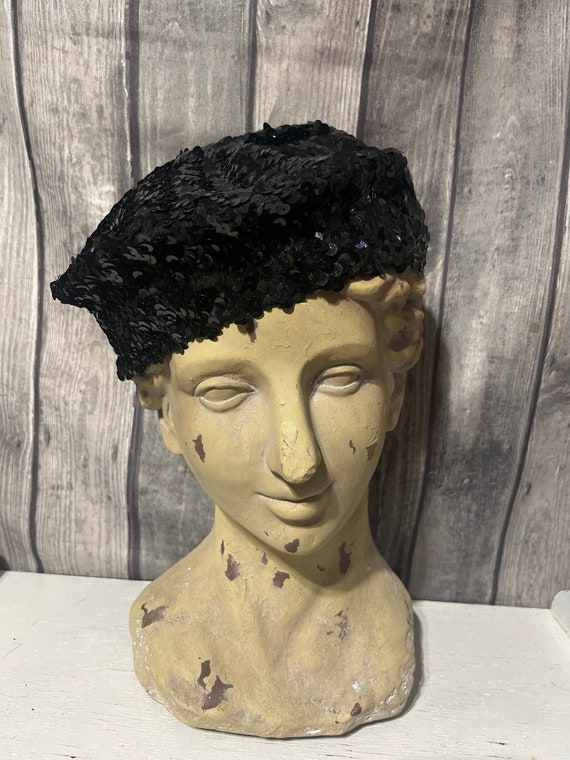 Black Sequin beret / tam