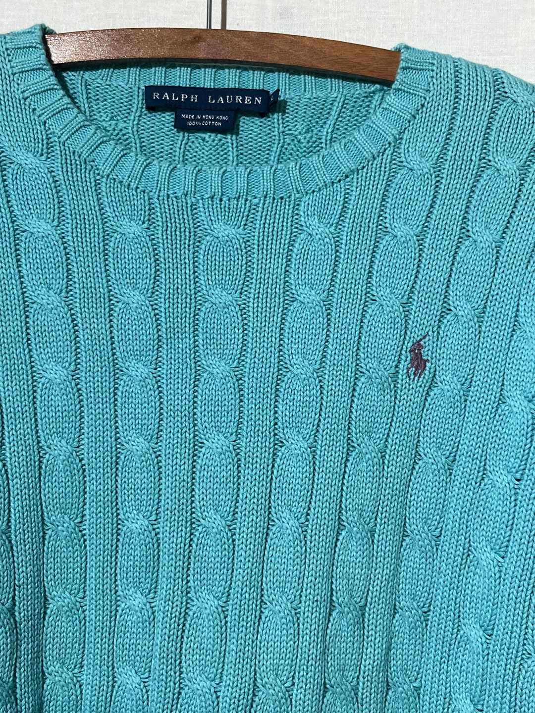 Ralph Lauren Polo Cableknit Turquoise Sweater - Etsy