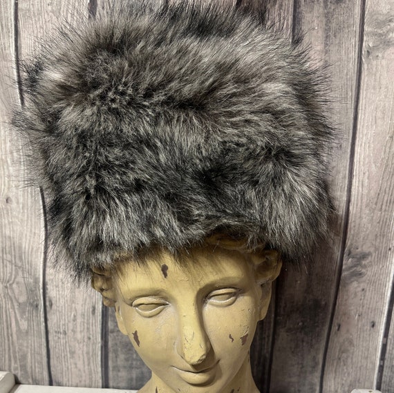 Grey Faux Fur tall hat