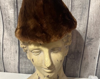 Vintage Brown Cossack faux fur hat