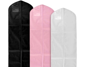 Breathable Nonwoven Garment Bag Without Gusset - Wedding Gown Bridal Prom Dress Storage Bag - 65" x 24" - U Pick Color