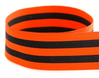 5 yards 5/8" Halloween Black Orange Stripes Grosgrain Woven Ribbon DIY