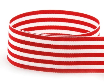 5 yards 2 1/4" Captain Holiday Red White Stripes Monarch Woven Grosgrain Ribbon DIY