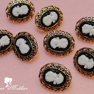 8 pcs Tiny Victorian Steampuk Lady Cameo Doll Buttons
