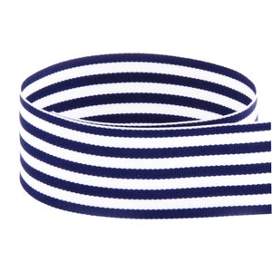 5 yards 1.5 Navy White Stripes Monarch Woven Grosgrain Ribbon DIY image 1