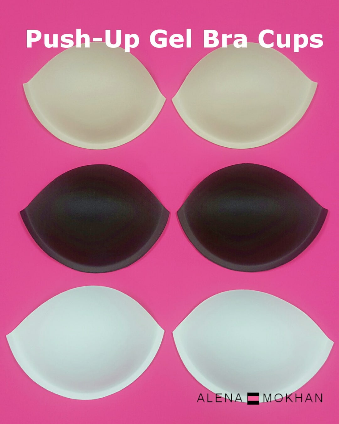 1 PAIR Push up Bra Cups With GEL Inserts Sew in Satin Tricot Covered Breast  Bra Pads Beige White Black Size A B C D 2D 3D H G -  UK