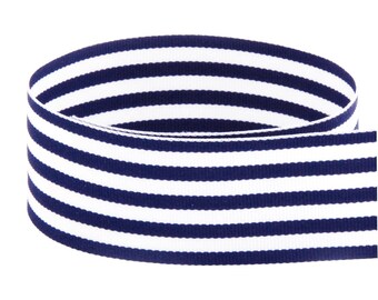 5 yards 2 1/4" Captain Navy White Stripes Monarch Woven Grosgrain Ribbon DIY