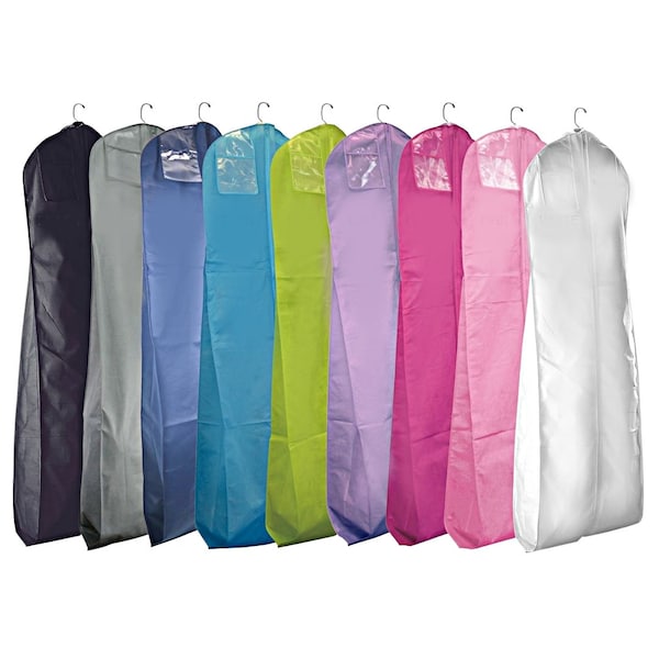 1pc XL Wedding Prom Dress Breathable Garment Bag - 72" x 24" x 10" Gusset - 9 COLORS