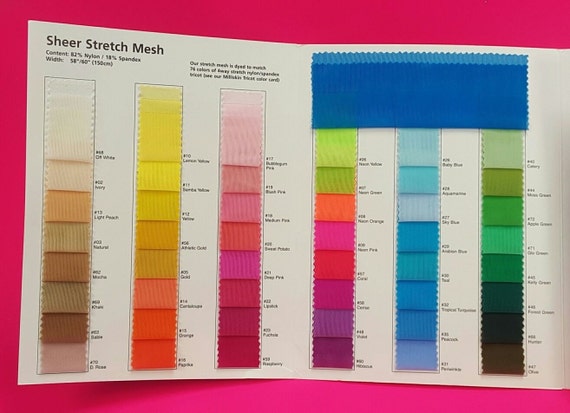 4 Way Stretch Sheer Power Mesh Net Fabric Swatch Sample Color Card