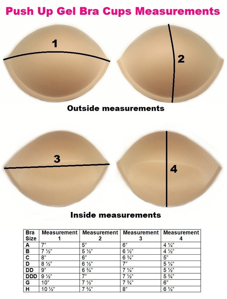 1 PAIR Push up Bra Cups With GEL Inserts Sew in Satin Tricot Etsy