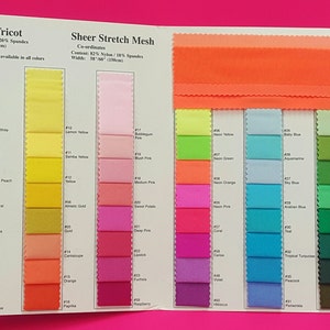 Nylon Spandex Milliskin 4WAY Stretch Fabric Swatch Sample Color Card