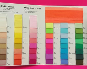 Nylon Spandex Milliskin 4WAY Stretch Fabric Swatch Sample Color Card