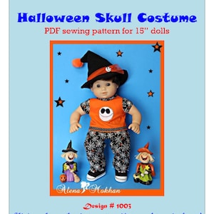 15&quot; Doll Clothes PDF Sewing Pattern - Halloween Skull Costume
