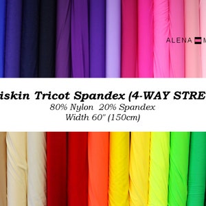 76 COLORS Shiny Milliskin Nylon Spandex 4-WAY Stretch Fabric BTY Dance Gymnastics Skate Gowns By The Yard or By The Half Yard Bild 1