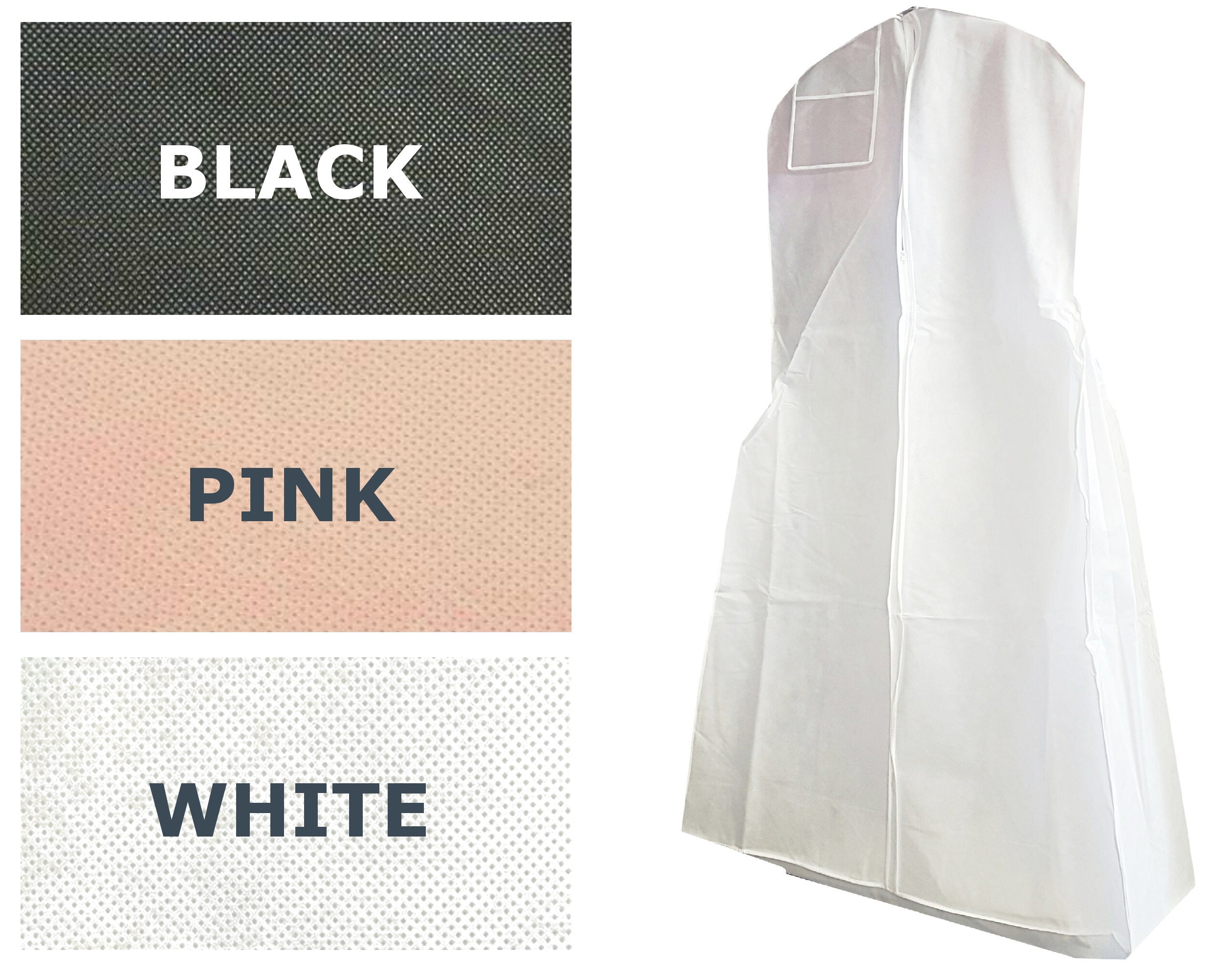 XL White Pink Black Garment Bag - Wedding Gown Bridal Dress Storage B…