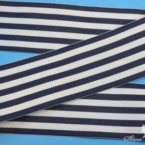 5 yards 1.5 Navy White Stripes Monarch Woven Grosgrain Ribbon DIY image 2