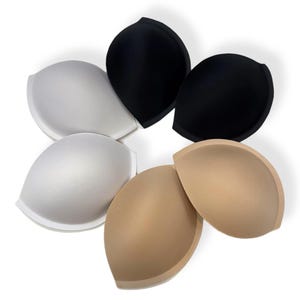 3 Pairs Gel Push Up Bra Cups: Sew In Beige, White, Black (A-H)