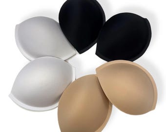 3 Pair Gel Push Up Bra Cups: Sew In Padded Inserts (A-H, Beige/White/Black Mix