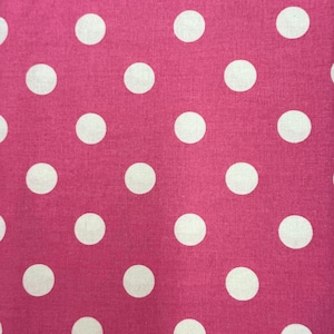 1 yard 44” White Polka Dots On Pink Background Cotton Fabric - Fashion Apparel Sewing Decor Fabric By The Yard