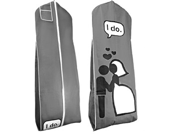 I DO Wedding Garment Bag - Gray Nonwoven Gown Bridal Dress Bag - Extra Long 24" x 72" x 10"