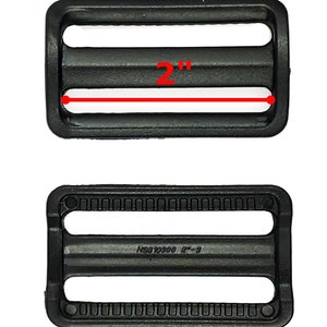 10-100pcs 2&quot; Black Plastic Tri-Bar Slider Triglide Adjust Buckle Backpack Strap
