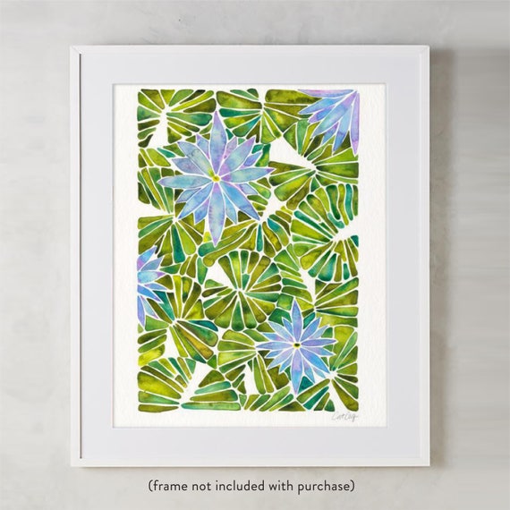 Water Lilies – Watercolor Painting Art Print by CatCoq. Museum-quality on thick, archival, matte paper. Flower • Floral • Lily Pad • Pond