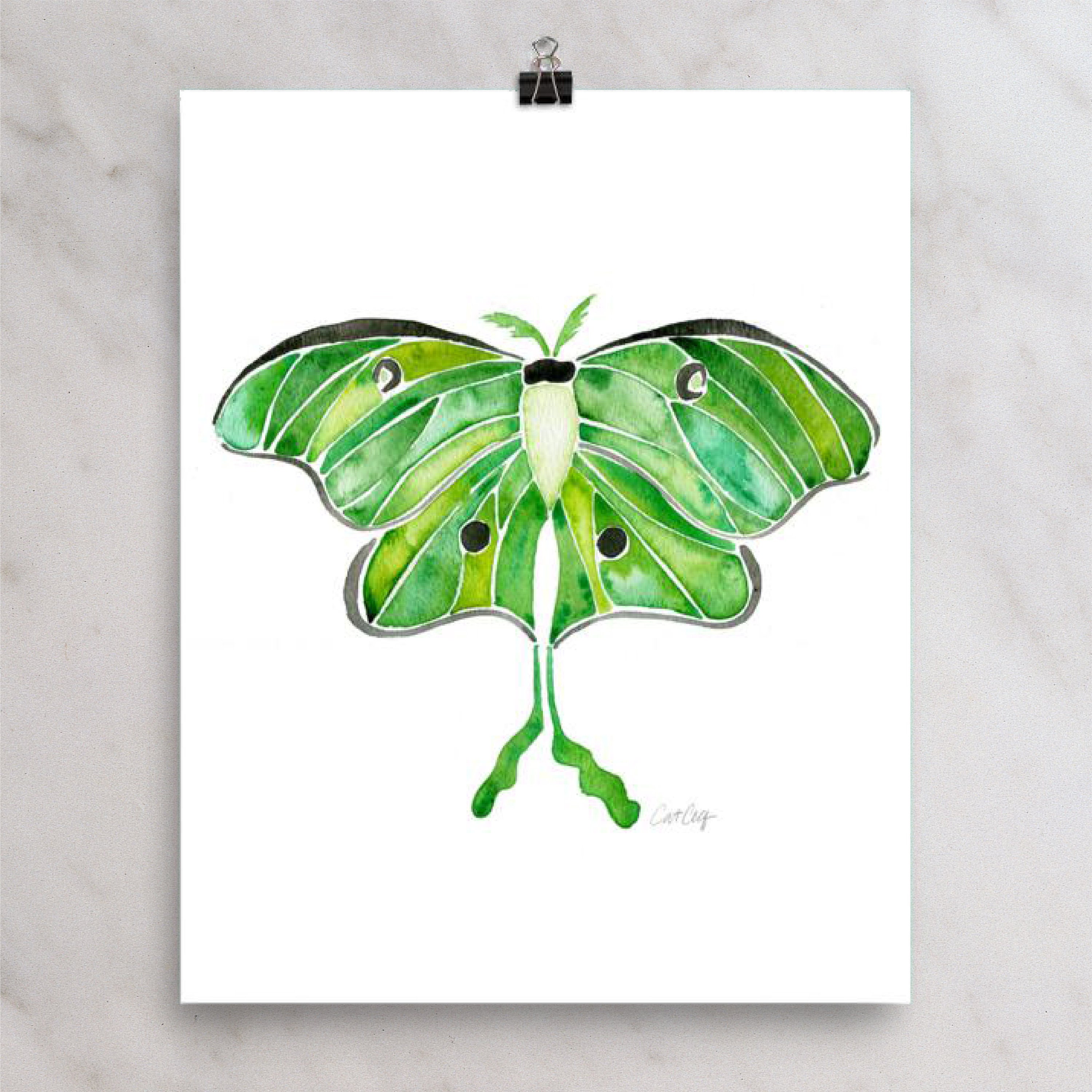 Luna Moth – Watercolor Painting Art Print by Catcoq. Museum-quality on ...