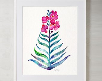 Orchid Bloom – Watercolor Painting Art Print by CatCoq. Museum-quality on thick, archival, matte paper. Orchids • Floral • Flower • Tropical