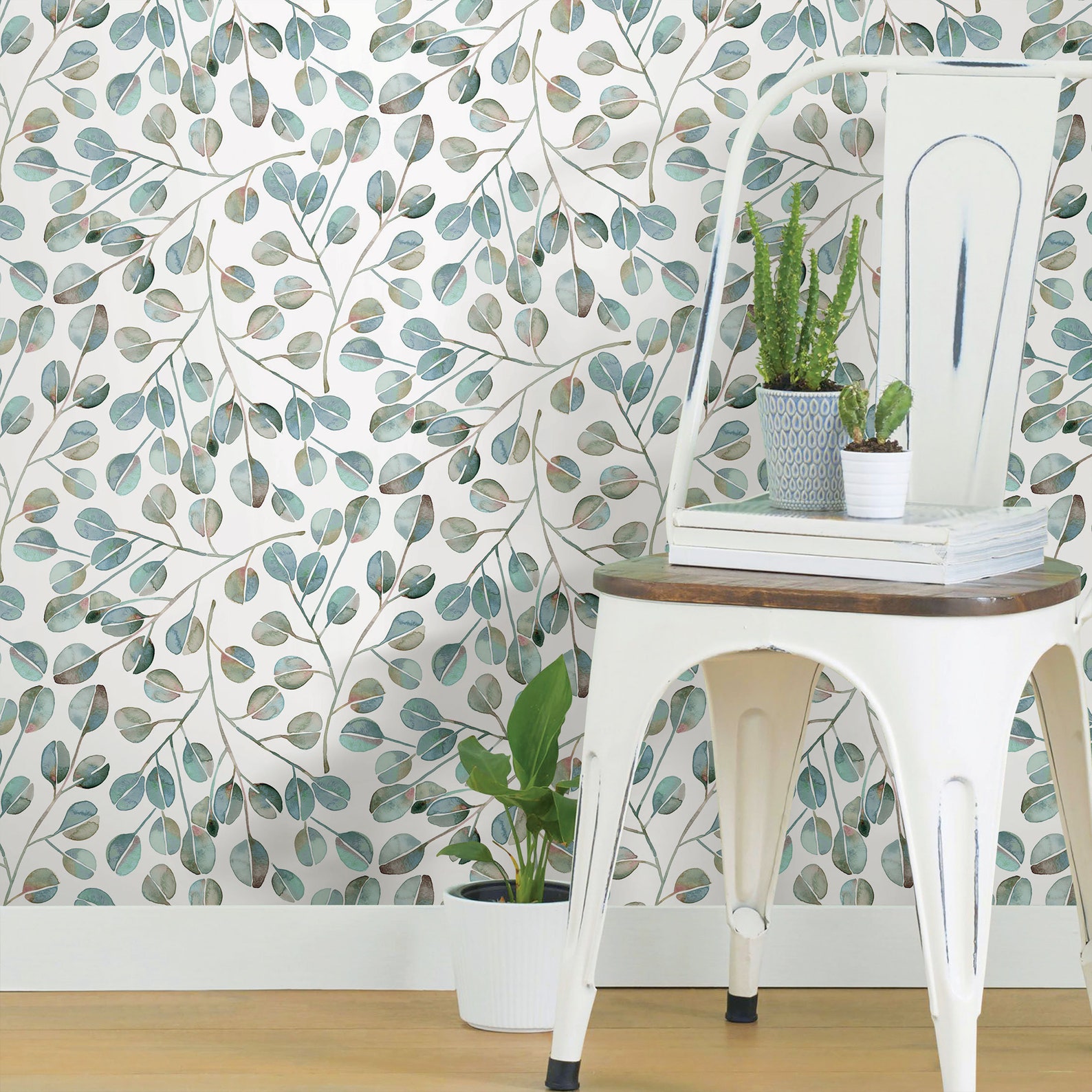 Cat Coquillette Eucalyptus Peel & Stick Wallpaper Blue Etsy